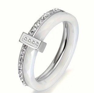 Infinity glow ring каблучка  срібло біла 17,5 розмір   фото