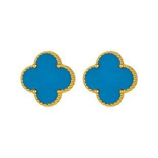 Сережки-цвяшки Конюшина Колір: золотий, синій   фото