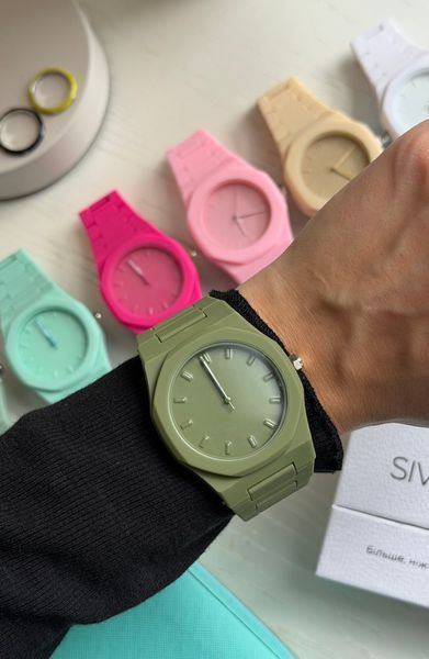 Годинник Matte minimalist watch хакі   фото